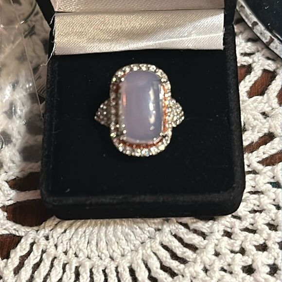HUGE Crystal Zircon Ring Rose Gold and White Zircon Ring - Picture 8 of 14